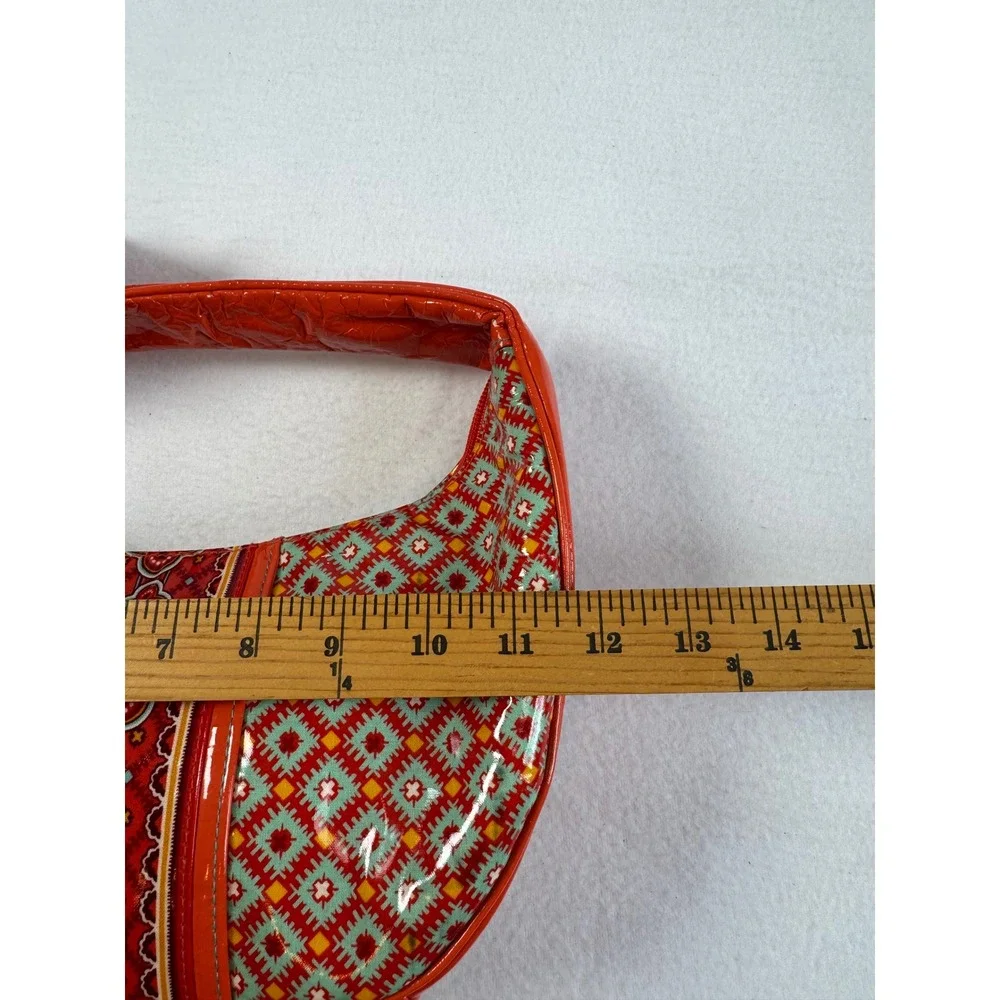 Y2K Retro Vera Bradley Women Small Frill Hobo‎ Bag Red Bow Geometric Laminated